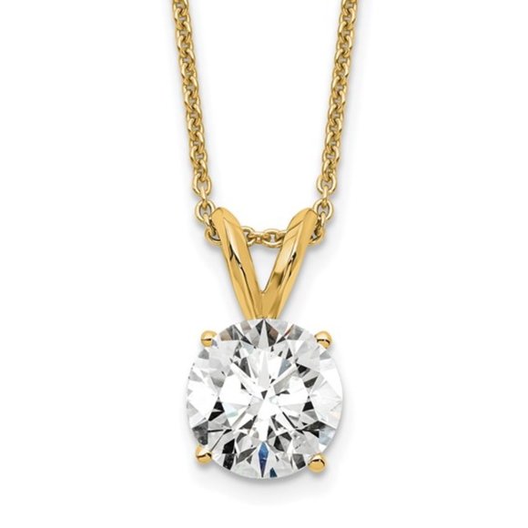 14k Yellow or White Gold Round Lab Grown Diamond Solitaire Necklace, 1 ctw.